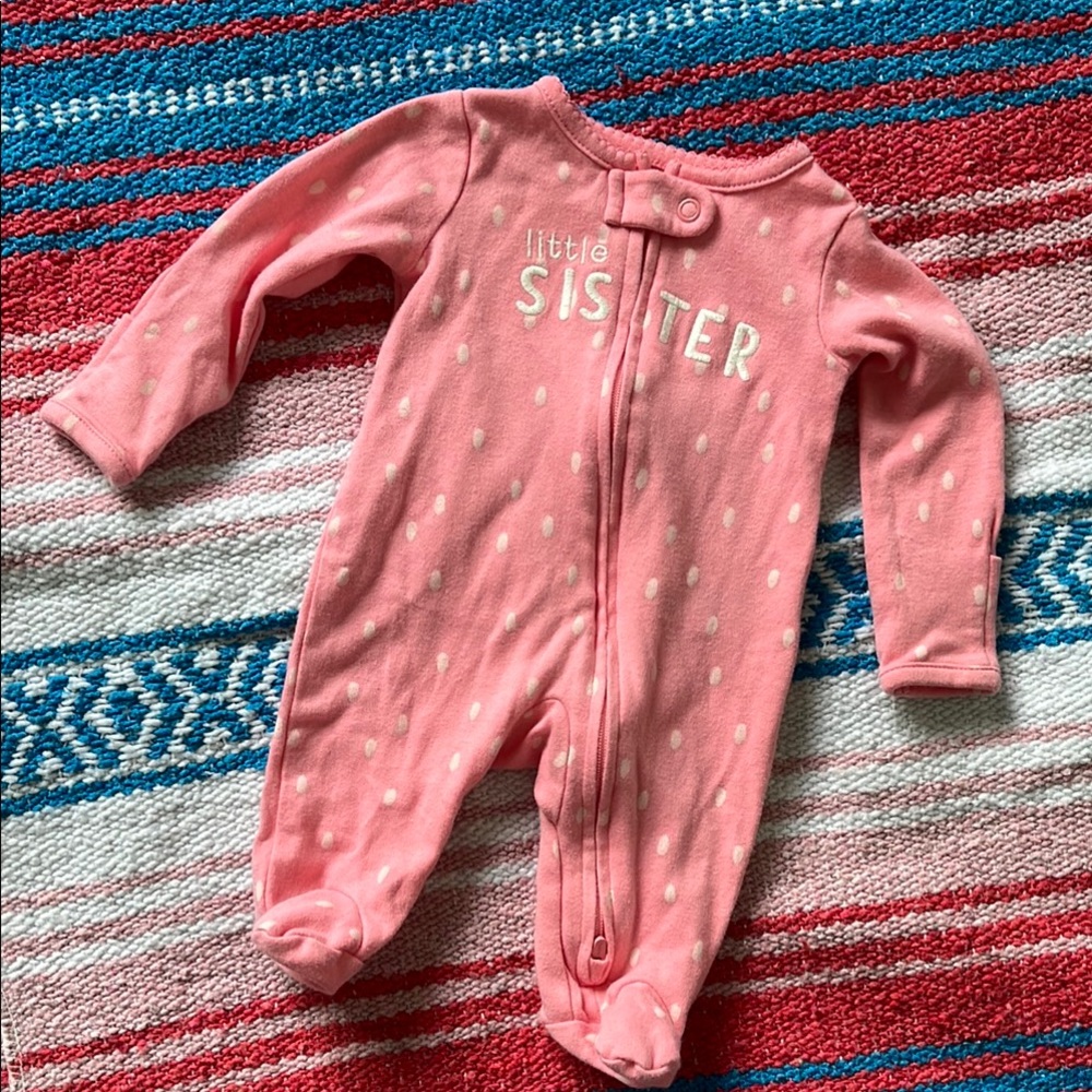 Pink 'Little Sister' Newborn One Piece